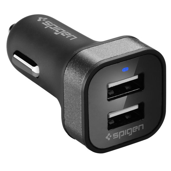 Spigen Dual Port USB Auto Oplader 4,8 Ampere Zwart