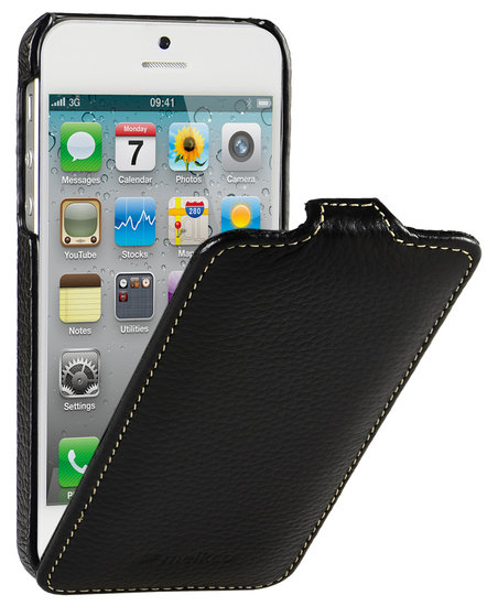 Melkco Leather Jacka Flip IPhone SE/5S Hoesje Zwart