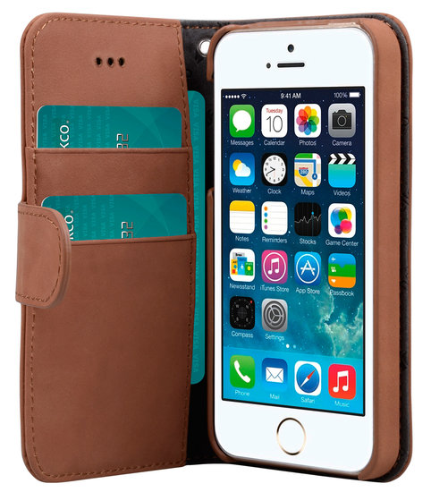 Melkco Leather Wallet IPhone SE/5S Hoesje Bruin