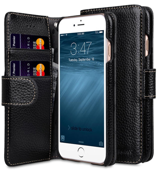 Melkco Leather Wallet IPhone SE 2022 / 2020 / 8 Hoesje Zwart