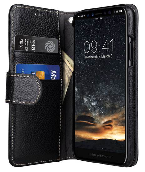 Melkco Leather Wallet IPhone X Hoesje Zwart