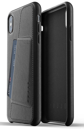 Mujjo Leather Wallet IPhone XS Max Hoesje Zwart