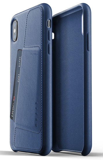Mujjo Leather Wallet IPhone XS Max Hoesje Blauw