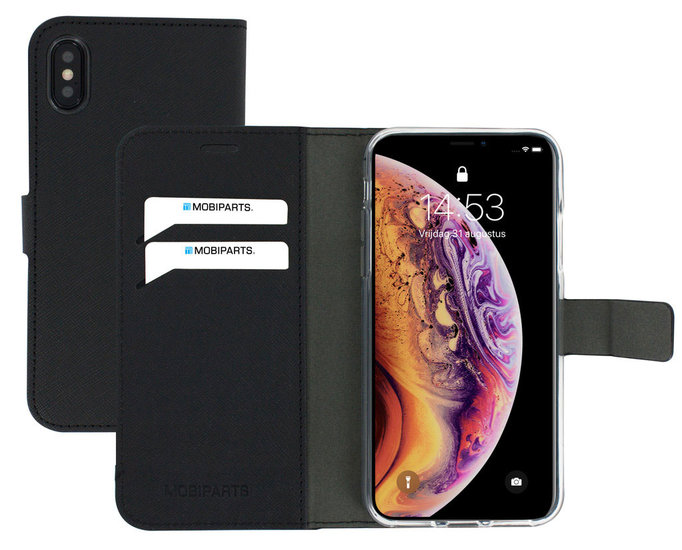 Mobiparts Saffiano Wallet IPhone XS / X Hoesje Zwart