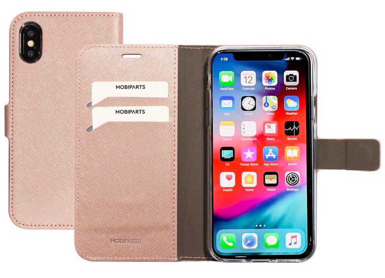 Mobiparts Saffiano Wallet IPhone XS / X Hoesje Roze