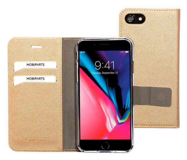 Mobiparts Saffiano Wallet IPhone SE 2022 / 2020 / 8 Hoesje Copper