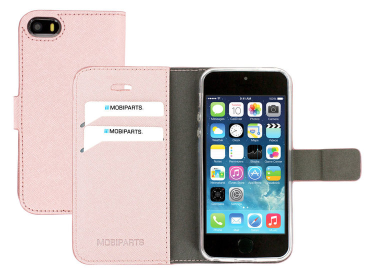 Mobiparts Saffiano Wallet IPhone SE / 5S Hoesje Roze